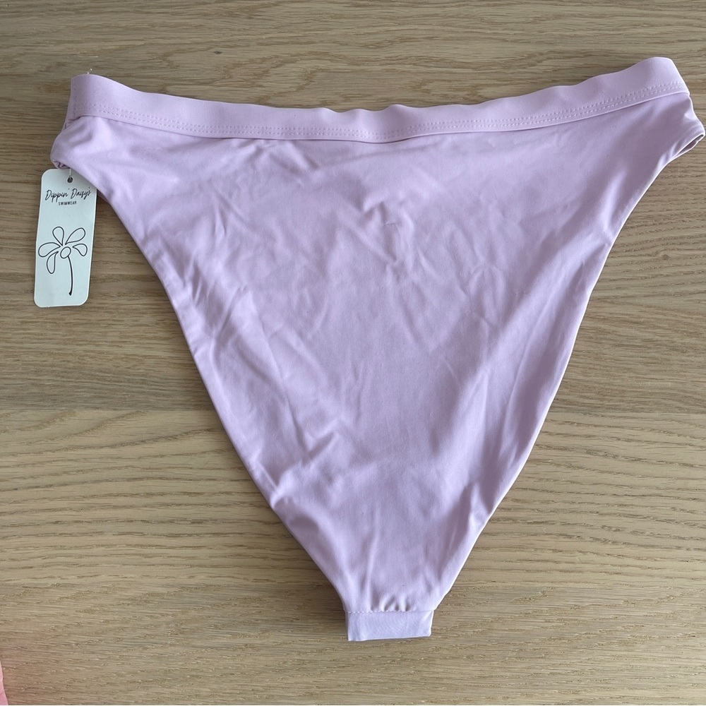 Dippin daisy Bikini Set lilac lace up top cheeky high rise bottoms XL cute solid - Picture 7 of 10
